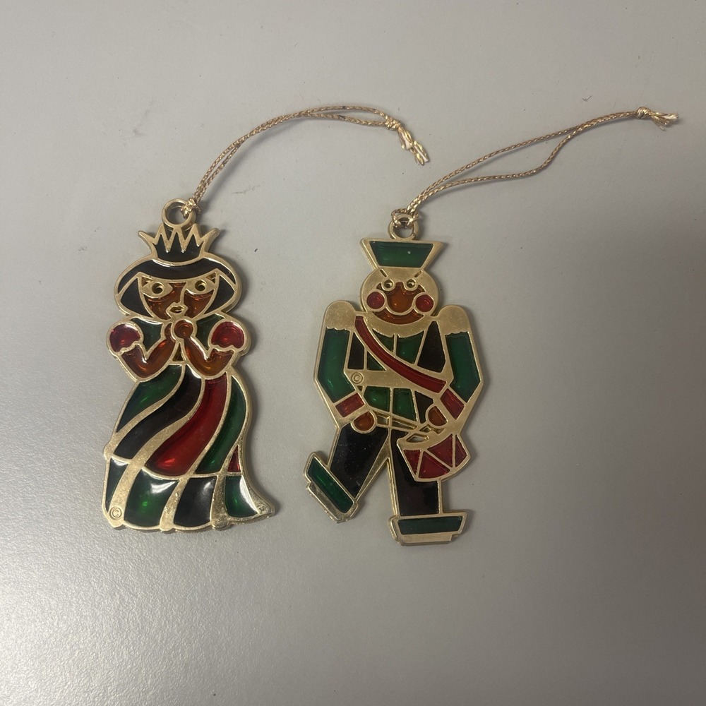 VTG Stained Glass Christmas Ornaments/Sun Catchers (Set of 2)‎